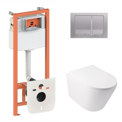 Набор 3в1 Qtap Swan Ultra Quiet унитаз подвесной QT16335179W + Nest комплект инсталляции (QT16335179W45149) - 1