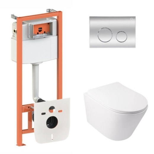 Набір 3в1 Qtap Tern Ultra Quiet унітаз підвісний QT1733052EUQW + Nest комплект інсталяції (QT1733052EUQW45160) - 1
