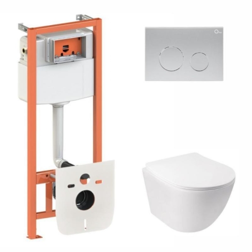 Набір 3в1 Qtap Jay Ultra Quiet унітаз підвісний QT07335177W + Nest комплект інсталяції (QT07335177W45138) - 1