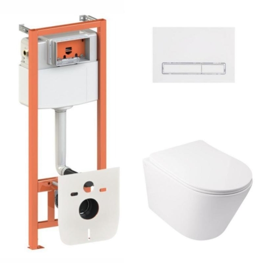 Набір 3в1 Qtap Swan Ultra Quiet унітаз підвісний QT16335179W + Nest комплект інсталяції (QT16335179W45155) - 1