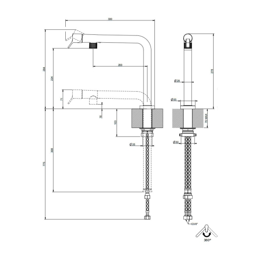 Змішувач для кухні Gessi Su&Giu, Finox (60071149) - 2