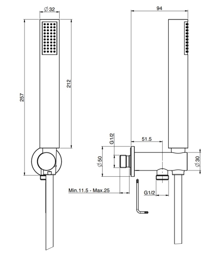 Ручной душ Fima Carlo Frattini Wellness, черный матовый (F2287-4NS) - 2