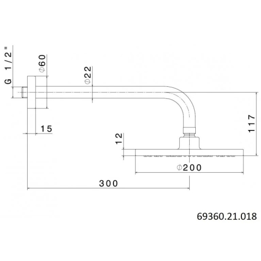 Верхний душ New Form Extro ABS d 200 с держателем со стены, хром (69360.21.018) - 2