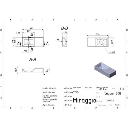 Умывальник Miraggio Copper 500 MIR0001052 белый - 2