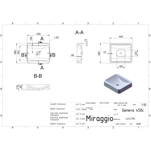 Умивальник Miraggio Geneva MIR0000201 білий - 2