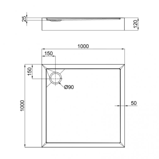 Душовий піддон Qtap Tern 301112 100x100x12 см + сифон (TERN301112) - 4