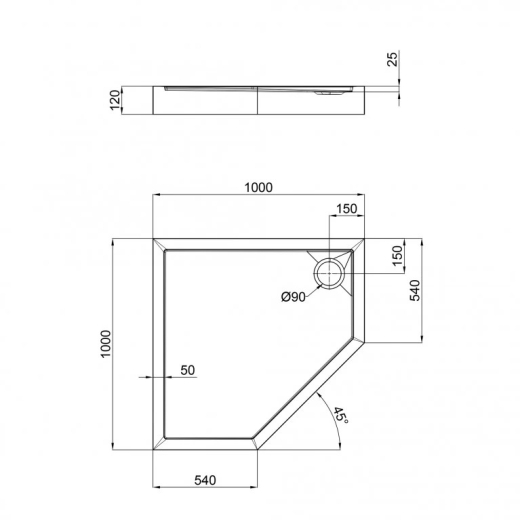Душовий піддон Qtap Diamond 301112 100x100x12 см + сифон (DIAMOND301112) - 4