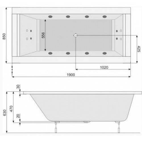 Ванна акриловая Pool Spa Windsore 190x85 белая (PWPNN10ZN000000) - 3