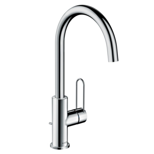 Смеситель для умывальника Axor Uno 240 с ручкой Loop и донным клапаном, хром (38036000) - 1