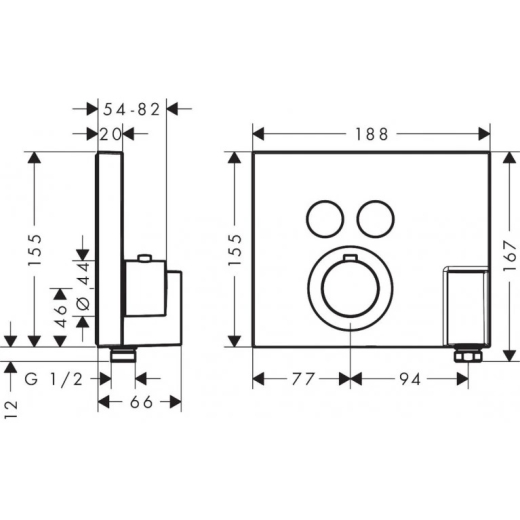 Термостат для душу Axor Shower Select Highflow Fix Fit на 2 споживача, хром (36712000) - 2