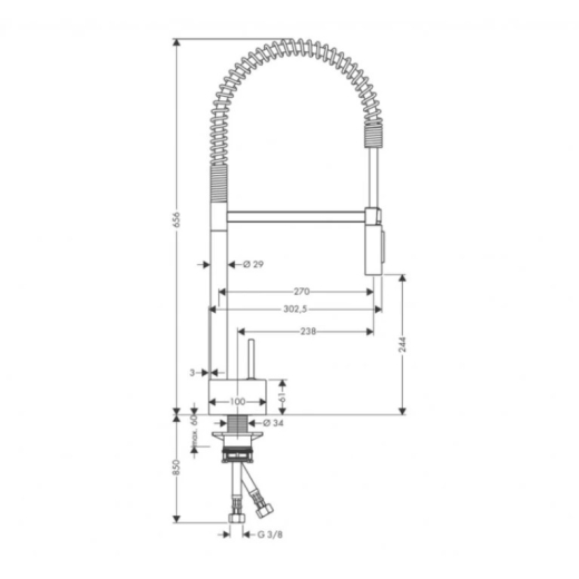 Смеситель для кухни Axor Starck 240 Semi-Pro, хром (10820000) - 3