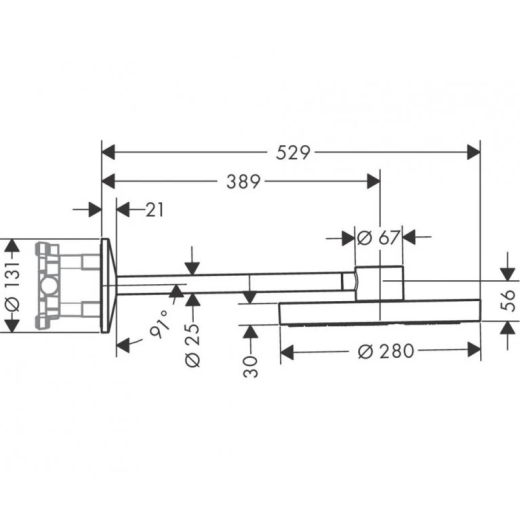 Верхний душ Axor One 280 2jet с кронштейном из стены, черный матовый (48492670) - 3