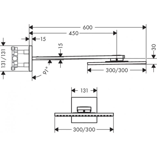 Верхний душ с держателем Axor ShowerSolutions 300х300 2jet, хром (35318000) - 4