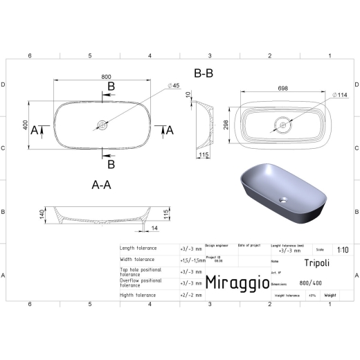 Умивальник Miraggio Tripoli MIR0000587 матовий - 3
