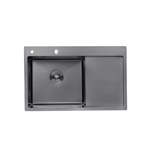 Кухонна мийка з нержавіючої сталі Kroner KRP PVD Schwarze-7849LHM (CV025278) - 1