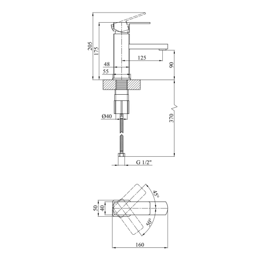 Смеситель для раковины Kroner KRM Ems-C010 (CV017355) - 7
