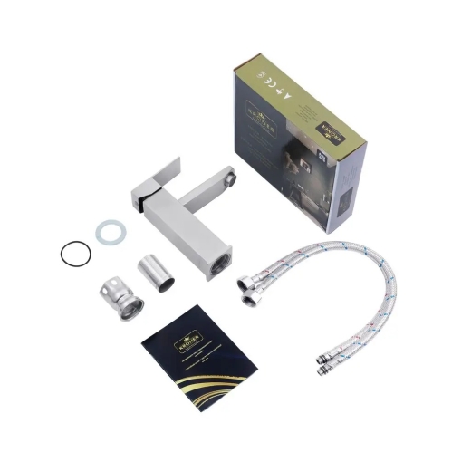 Смеситель для раковины Kroner KRP Edelstahl Kubus-ESG010 никель (CV023009) - 5