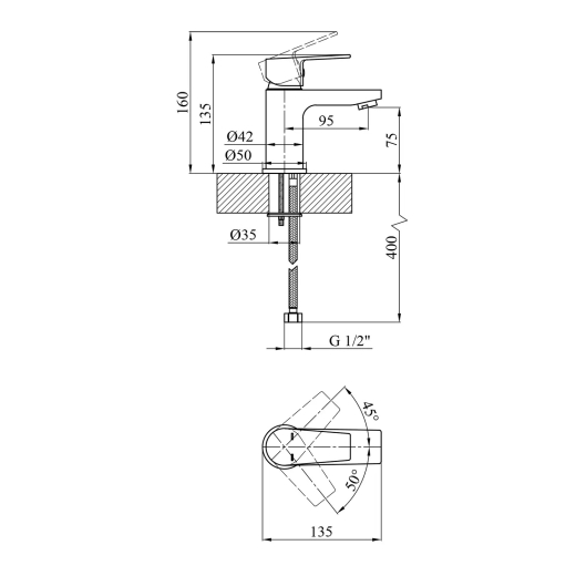 Смеситель для раковины Kroner KRP Brocken-C010 (CV023594) - 6