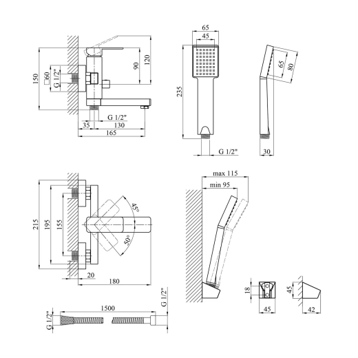 Смеситель для ванны Kroner KRM Ems-C060 (CV017357) - 6