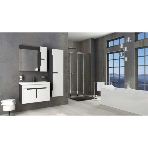 Тумба з умивальником Veronis Tempo 80 White-Antrachite VE-TTEMPOWA80 Тумба (80х45х52) + дзеркало - 4