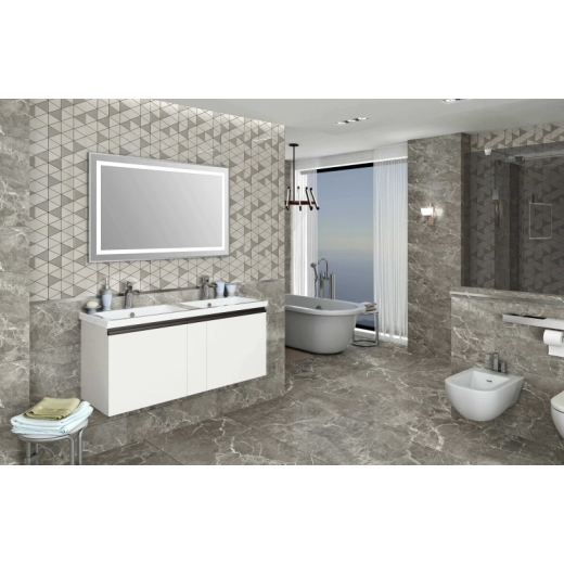 Тумба с умывальником подвесная Veronis Perge 120 White VE-TPERGEW120 Тумба (120х45х54) + зеркало. Цвет: Белый. - 3