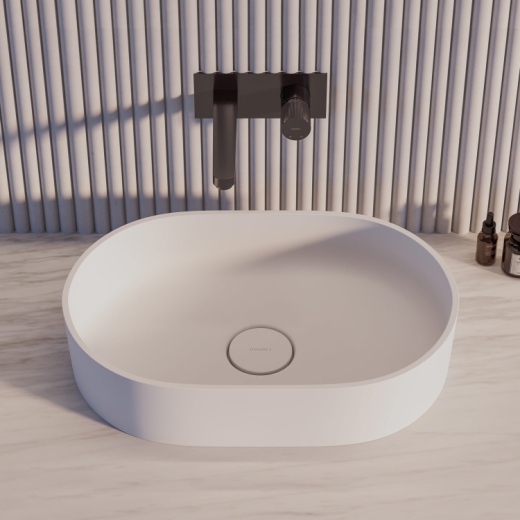 Умивальник Omnires Ovo 55x36 white (OVOUNBM) - 3