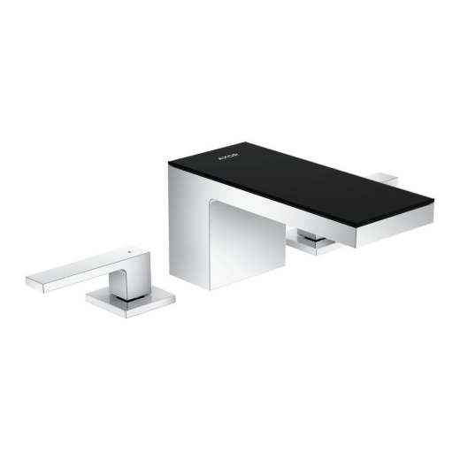 Смеситель для умывальника Axor MyEdition 70 Chrome на 3 отверстия с накладкой, хром/черное стекло (47050600) - 1