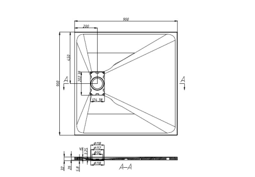 Душовий піддон Asignatura Tinto 90x90 см чорний матовий (49837002) - 2