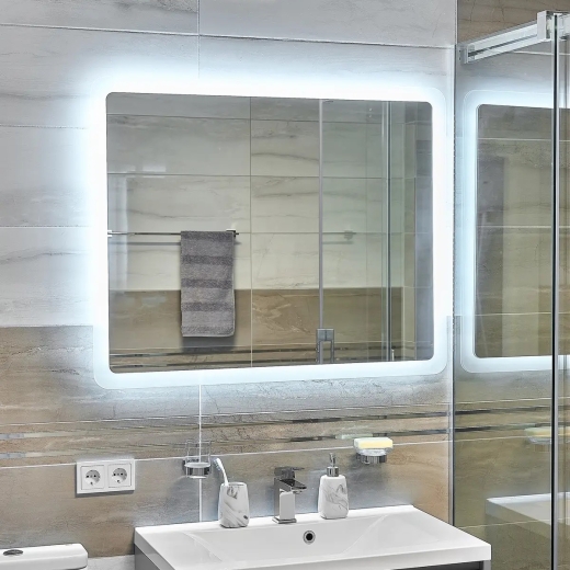 Зеркало с подсветкой LED Global Glass в ванную комнату MR-3 1000х800 - 1