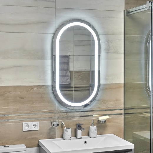 Зеркало с подсветкой LED Global Glass в ванную комнату MR-6 600х1000 - 1