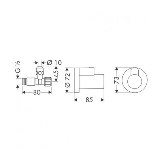 Кутовий вентиль Hansgrohe + кожух, хром 13954000 - 2