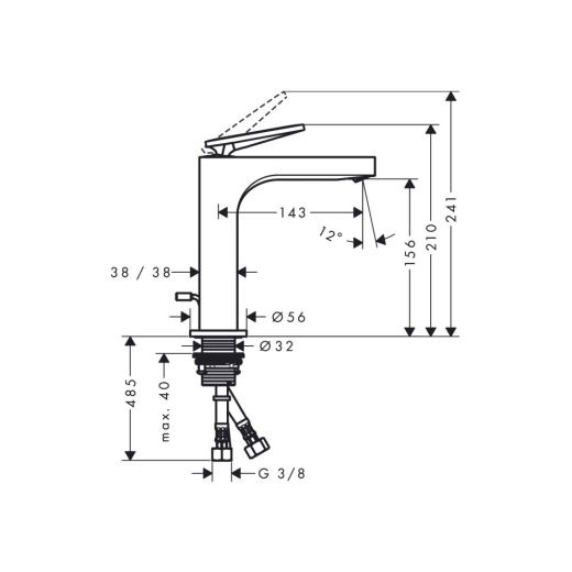 Смеситель для умывальника Hansgrohe Axor Citterio с донным клапаном 39023340 - 2