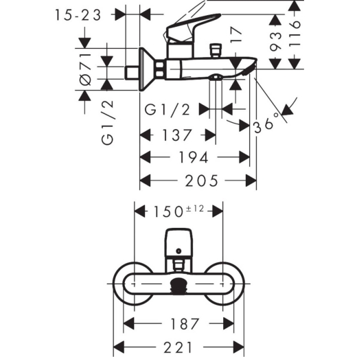 Змішувач для ванної Hansgrohe Logis чорний 71400670 - 2