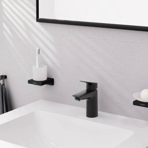 Смеситель для умывальника Hansgrohe Logis 163 мм с донным клапаном push-open, черный матовый 71107670 - 2