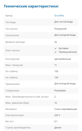 Скважинный насос Grundfos SQE2-70 1,15 кВт з комплектом + 60 м кабель (96160961) - 2