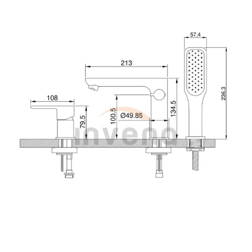 Смеситель для ванной Invena Dokos на 3 отверстия BW-90-S02 - 2
