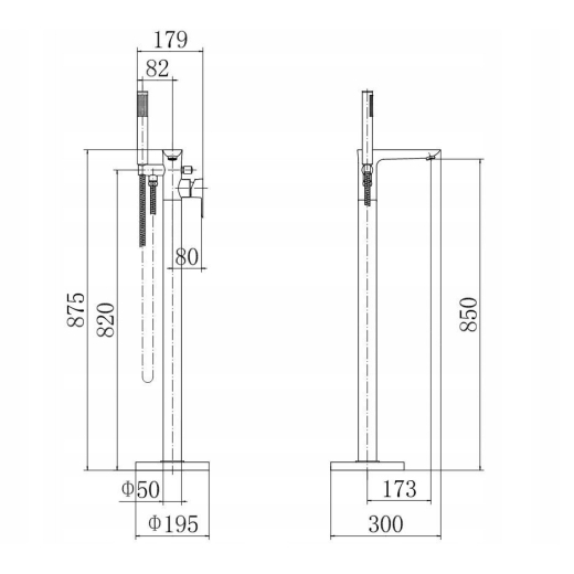 Смеситель для ванной Invena Glamour отдельно стоящий BW-02-W09 - 2