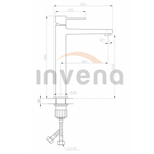 Смеситель для умывальника Invena Glamour высокий BU-02-W09 - 3