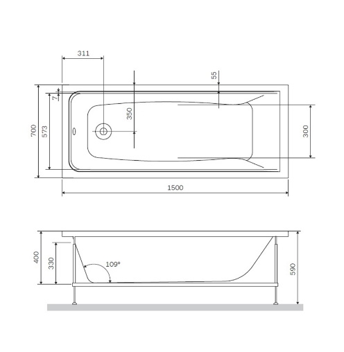 Каркас для ванни 150х70 см W90A-150-070W-R AM.PM Gem - 2