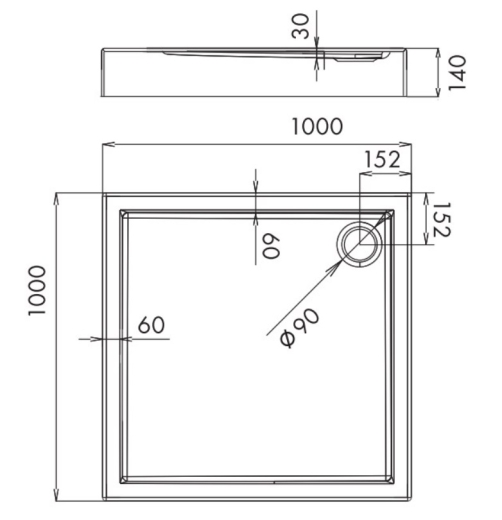 Душовий піддон Primera Frame STR1010 100x100х13,5 см квадратний (276043) - 2