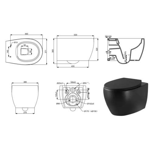 Унитаз подвесной Devit Acqua 3020155B безободковый с сидением slim, soft-close, quickfix (459086) - 2