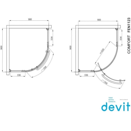 Душова кабіна Devit Comfort FEN1123 90х90 см профіль хром/прозоре скло (280184) - 2