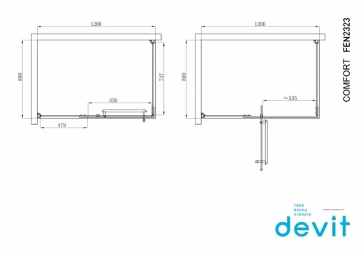 Душова кабіна Devit Comfort FEN2323 120х80 см профіль хром/прозоре скло (280205) - 2