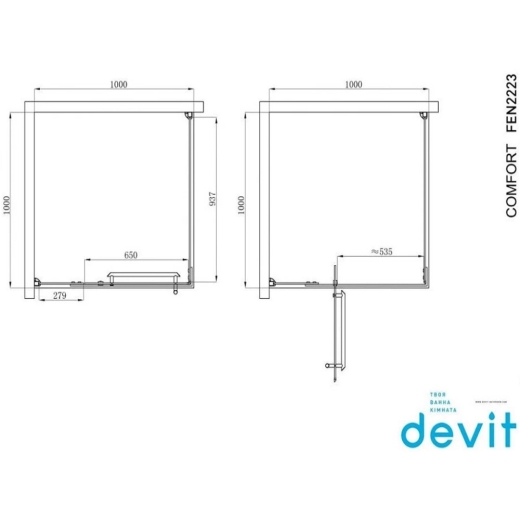 Душова кабіна Devit Comfort FEN2223 100х100 см профіль хром/прозоре скло (280204) - 2