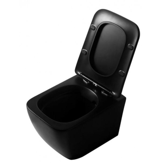 Унитаз подвесной Dusel CUBIS Black Matt DWHT10201030RB с сиденьем Slim Soft-Close (DUS810302) - 3