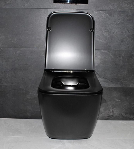 Унитаз подвесной Dusel CUBIS Black Matt DWHT10201030RB с сиденьем Slim Soft-Close (DUS810302) - 6