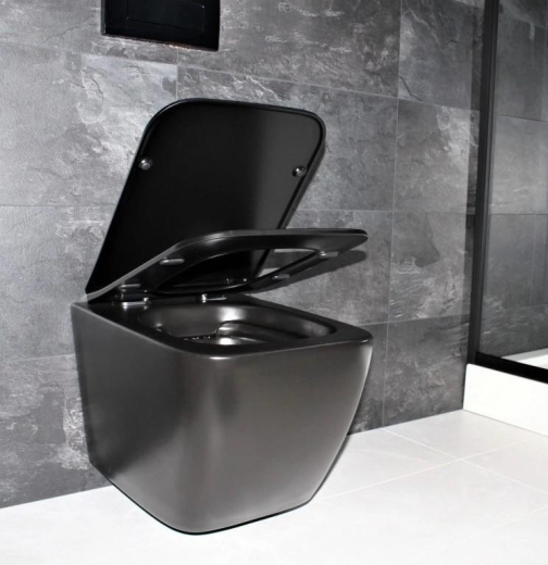 Унитаз подвесной Dusel CUBIS Black Matt DWHT10201030RB с сиденьем Slim Soft-Close (DUS810302) - 7