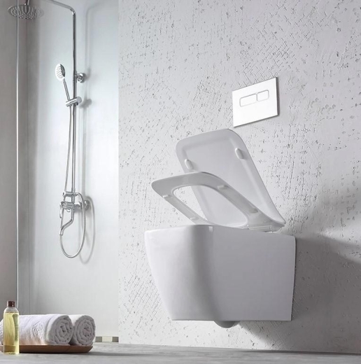 Унітаз підвісний Dusel CUBIS DWHT10201030R із сидінням Slim Soft-Close (DUS810301) - 2