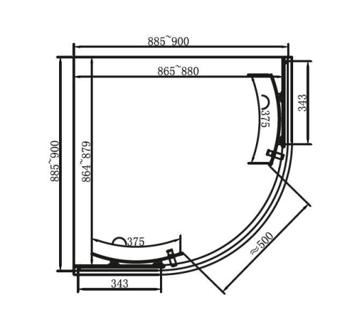 Душова кабіна Dusel EF-182B Black Matt 90x90x190 (DUS518291) - 8