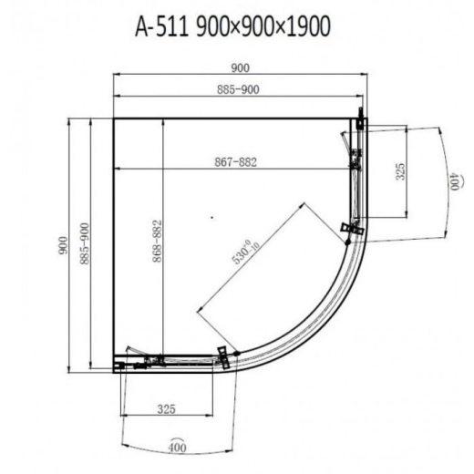 Душова кабіна Dusel A-511 90x90x190 прозора (DUS551191) - 5